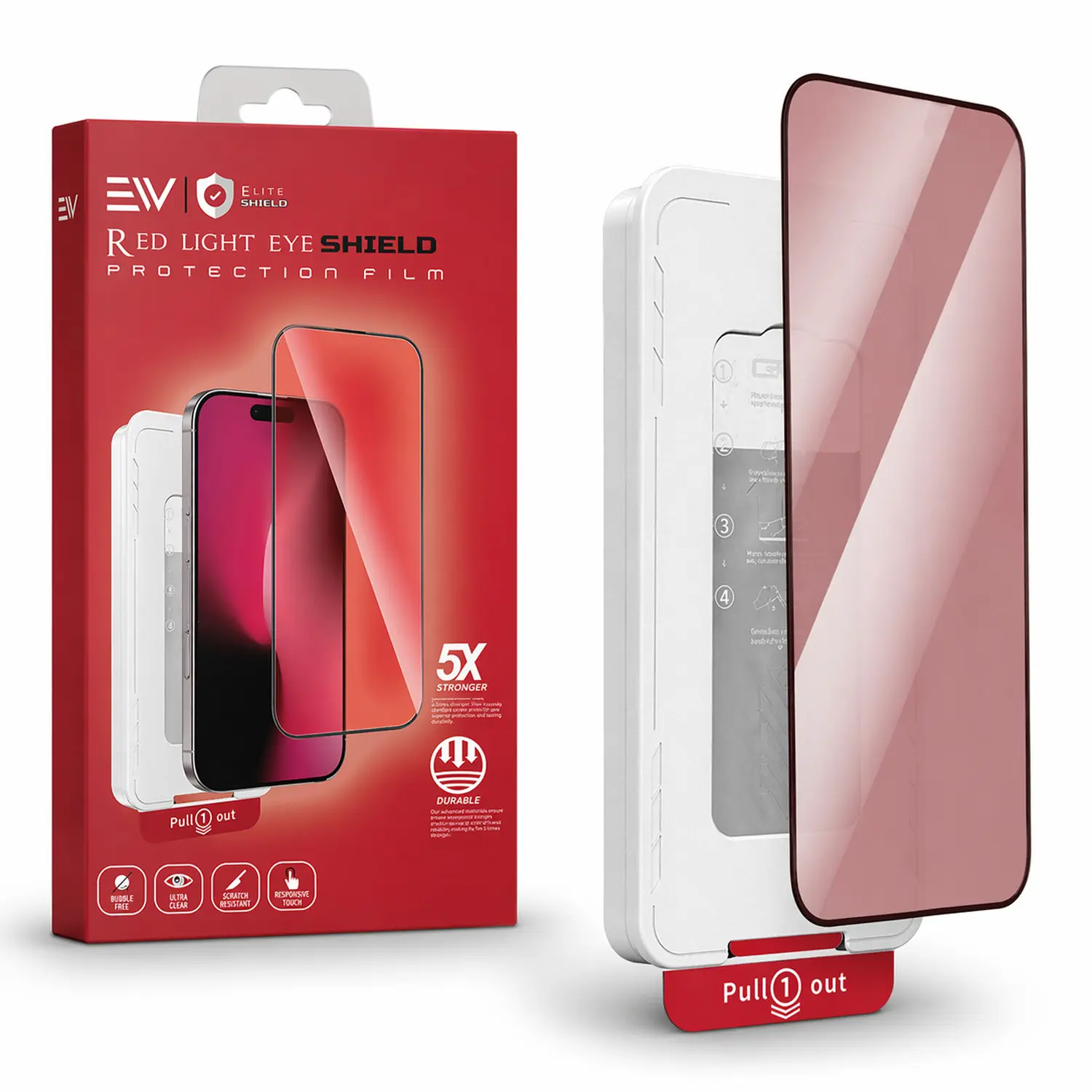 Electronic World Aluminium-Reinforced Red Light Therapy Tempered Glass Screen Protector for iPhone (15 Series, Pro Max) & Smartphones - Shockproof, Durable HD, Bubble-Free Kit, Scratch-Resistant Edge-to-Edge, Anti-Fingerprint, Smooth Accessory