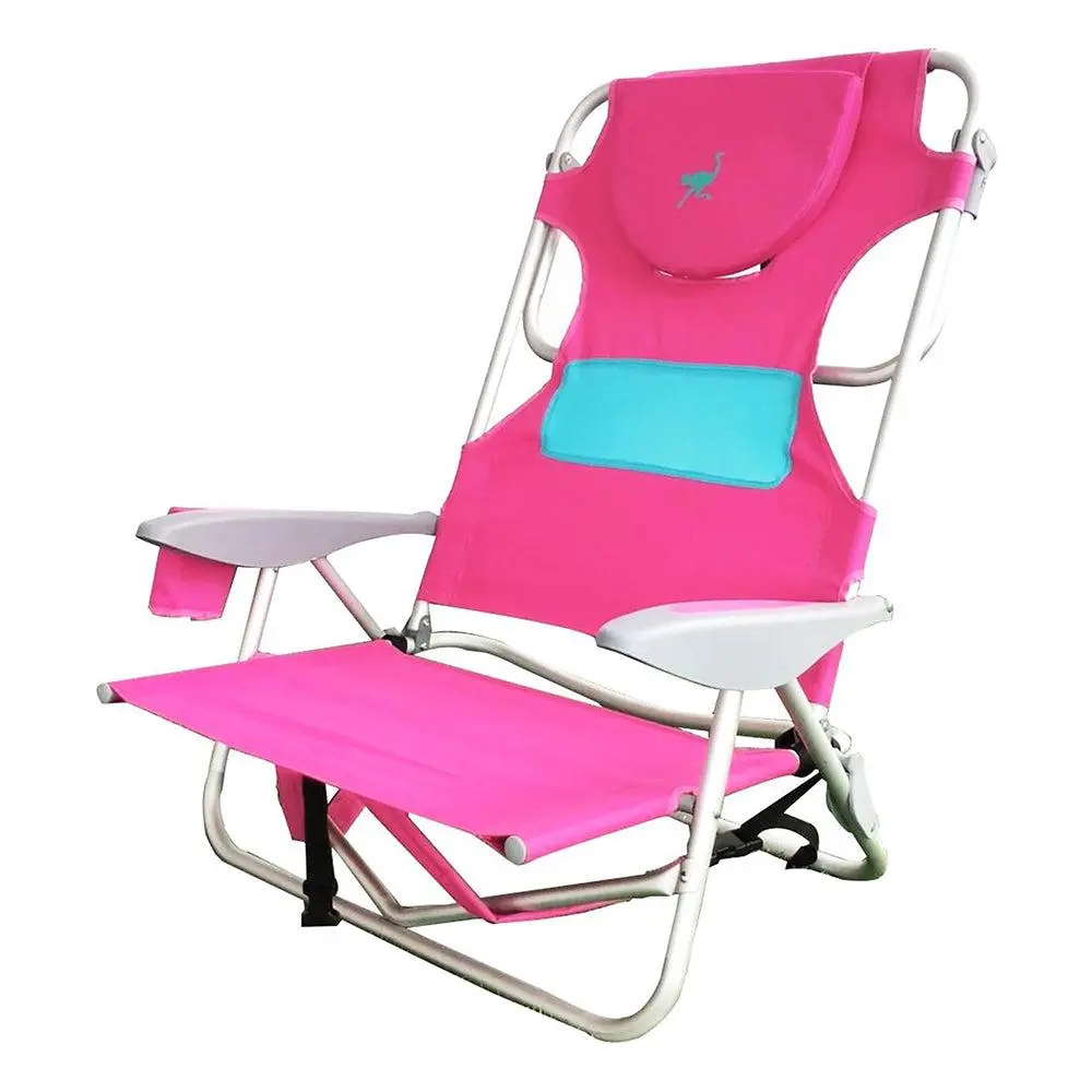 Ostrich Outdoor Beach Ladies Comfort and On-Your-Back Backpack Beach Chair, Pink