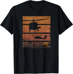 100%cotton Sunset Dustoff UH-60 Blackhawk Medevac Helicopter T-Shirt T-Shirt