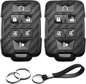 2pcs Compatible with Chevy GMC Key Fob Cover Case Key Chain for Chevrolet Silverado Equinox Tahoe Traverse Suburban GMC Acadia Yukon Sierra 1500 LD 2500 3500 HD Limited Yukon XL Accessories