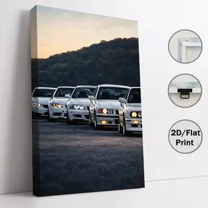 Vintage BMW E30 Car Canvas Wall Art, 2D Flat HD Print Classic Sports Car Poster, Waterproof & Fade Resistant Wall Decor, for Living Room Bedroom Man Cave, Retro Automotive Home Decoration Artwork
