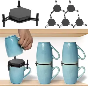 Mug Stacker Pack of 6 Organizer for Kitchen - Versatile Storage Solution for Home and Office Use