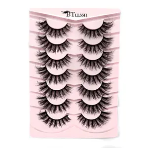 Fluffy False Eyelashes, Faux Cluster Lashes, Natural Curling Eye Makeup Strip Lashes for Lashes Extensions, Volumized False Eyelashes for Women & Girls