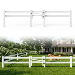 Fencer Wire 204FT Vinyl Ranch Fence Kit, 2-Rail White PVC Fence System with 3ft H x 4ft W Gate, 5ft Posts & 8ft Rails, UV-Resistant, Easy Installation, Durable Outdoor Fencing for Ranch, Yard & Farm