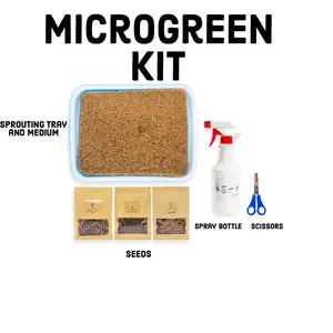 Microgreen Growing Kit - Includes 3 Different Colored MyGrow Trays, Spray Bottle, Scissors, and Assorted Seeds