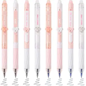8 count Cute Erasable Gel Pens with Erasers, 0.5 mm Fine Point Black & Blue Ink Pens, Smooth Writing Retractable Pen for Note Taking and Crossword Puzzles ()