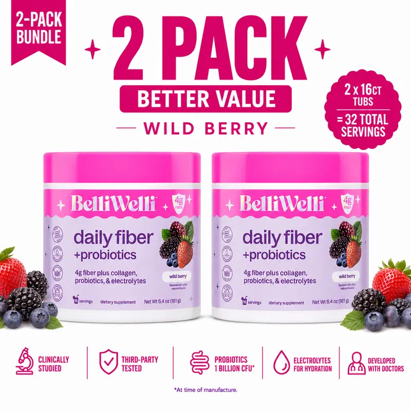 BelliWelli Daily Fiber + Probiotics - Wild Berry