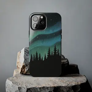 Northern Lights Pine Tree Phone Case | Tough & Mystical Design | Outdoor Inspired Art