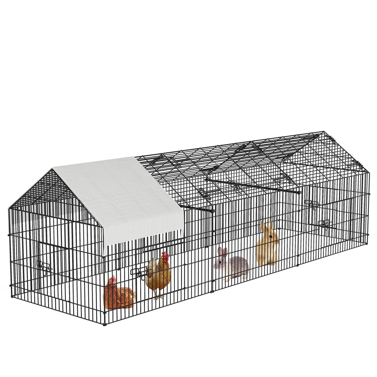 Garvee Large Metal Chicken Coop - 86" L x 40" W Portable Chicken Run with Rust-Proof Ventilated Metal Frame, Waterproof & Sunproof Cover, Secure Door Lock, Easy Assembly, Movable Design