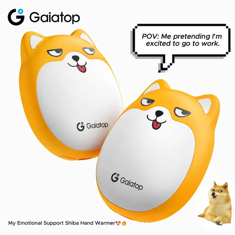 GAIATOP 2-Pack Rechargeable Magnetic Snap 2-in-1 Electric Hand Warmers, 3 Heat Settings, 3s Fast Heating, Temperature Control, Compact Pocket-Friendly Cute Shiba Inu Skiing Winter Gifts for Girlfriend, Best Friend, Sister, Last Minute, Men, Gift For Siste