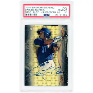 Carlos Correa Houston Astros Autographed 2014 Bowman Sterling Prospect Superfractor #BSPA-CC #1/1 PSA Authenticated 10 Card - Fanatics Authentic Certified