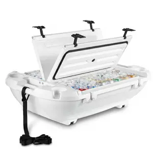 VEVOR Floating Cooler, 40 QT Floating Ice Chest with Dry Storage & Tow Rope, Premium LLDPE Amphibious Drink Cooler for Water & Land, Cruise Smoothly Stable on Lake, River, Pool, Beach, Kayak, White