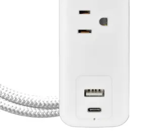 5FT Extendable Cord with Dual USB (Type C & USB) Ports Bult in