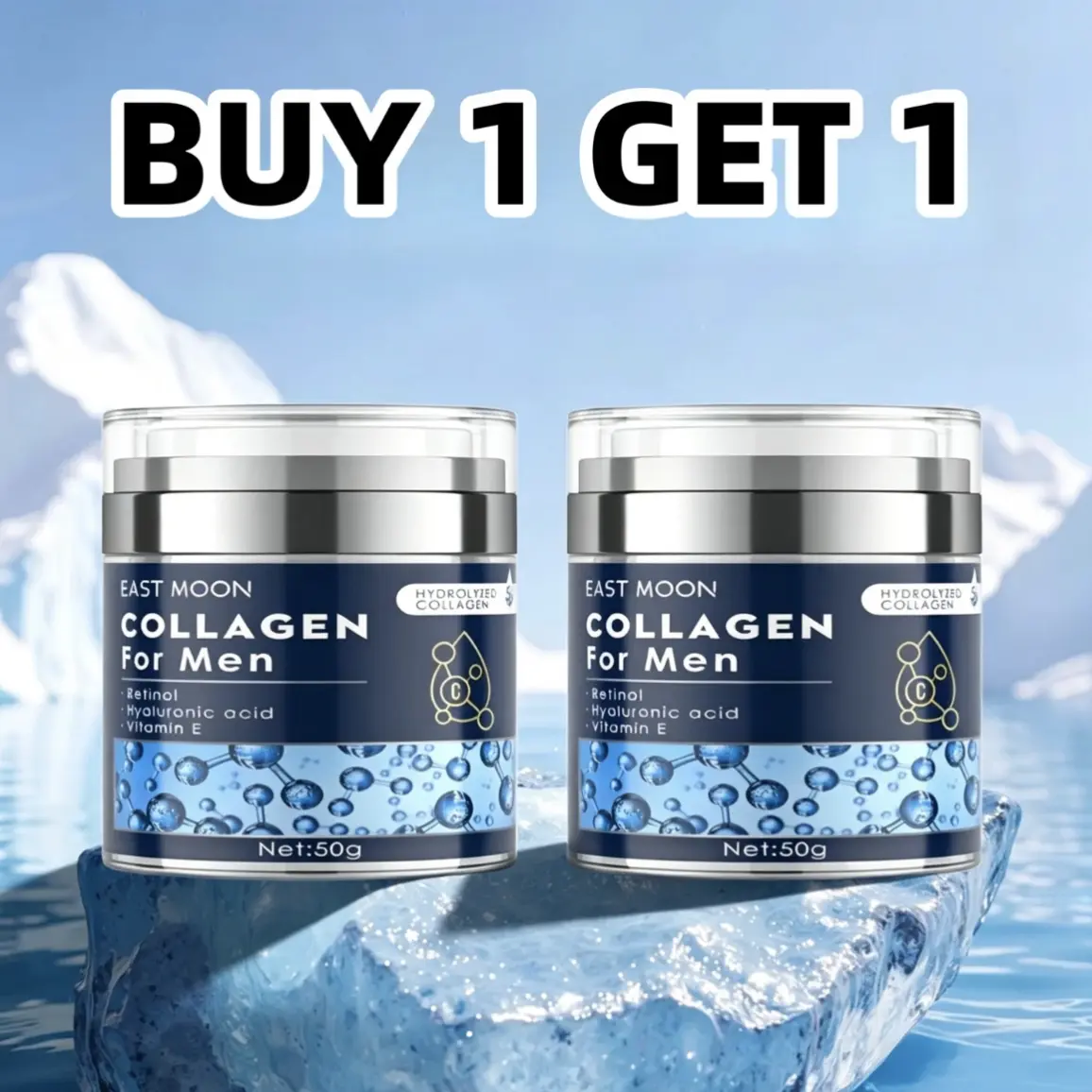 BUY 1 GET 1 Collagen Men's Anti-Aging Wrinkle Cream, Men's Face Moisturizer Cream 50g, Skin Firming and Tightening Lotion,Firming Hyaluronic Acid Moisturizer Moisture Hydrating Moisturizing Daily Gentle