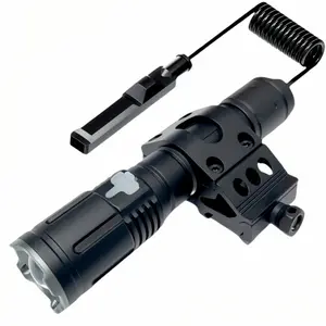 Color Black 2000 Lumen Rechargeable Picatinny Multi-Function Flashlight with Adjustable Focus Pressure Switch USB-C IPX7 Waterproof 4 Modes for Hunting Outdoor