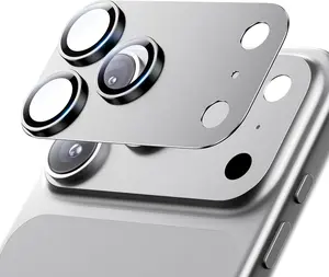 SUMZZZ for iPhone 17 Pro Max Camera Lens Protector 12FT Shatterproof Military Grade Strong Adsorption Metal 9H+ Tempered Glass Full Protective Cover Case Friendly Silver