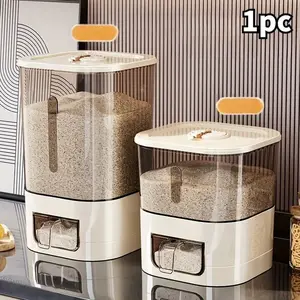 Automatic Rice Dispenser with Cup, Large Capacity, High Capacity Container, Moisture-proof and Airtight Food Storage Rice Container, Suitable for Rice, Grains, Flour, Pet Cat and Dog Food Storage Container, Ideal for Kitchen, Home Use