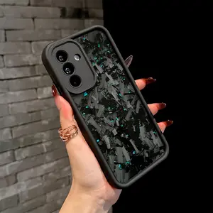 Blue carbon fiber Phone Case Suitable for Samsung Galaxy A26 A36 A17 A07 A55 A35 A06 A05 A14 A24 A34 A54 A16 A05S A25 A15 A23 A33 A53 A73 A13 A04E A04 A02 A03S A22 A32 A72 A52 A13 A03 4G 5G Anti Fall Soft TPU Back Cover