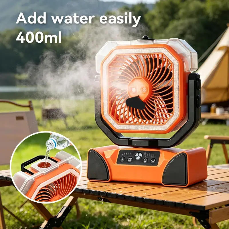 Qawtor Camping Fan with 20000mAh Battery – Rechargeable & Portable Tent Fan with Remote Control, Hanging Hook, Cordless Outdoor Fan Orange, Summervibes, Fathersdaygift, DealsForYouDays