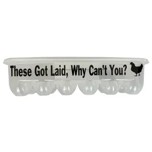 Egg Crate Clear Reusable Plastic Storage Container for Dozen (12) Eggs - Custom Humor "These Got Laid, Why Can't You?"