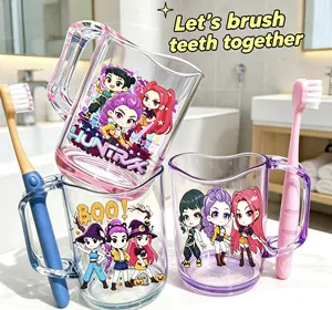 Cute Cartoon Character Toothbrush Cup , Acrylic Bathroom Tumbler Cup, Fun Gift for Birthday, household toiletries,Home Goods