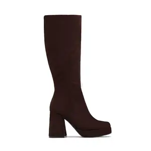 Hudson Platform Block Heel Boots - Brown Suede