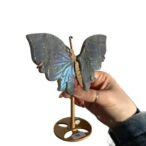 Labradorite Butterfly Crystal Sculpture, 4-5 Inches - Sapphire & Sage