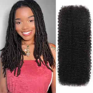Afro Kinkys Bulk Human Hair for Dreadlocks Extensions Afro Kinky-curly Human Braiding Hair for Mini Twists Repair  loc extensions Dreadlocks Extensions Human Braiding Hair 20inch(1B,35g/pack)