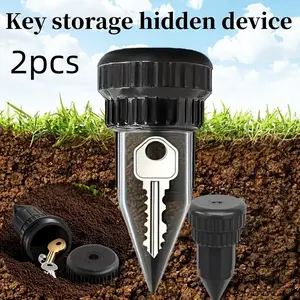 2-Piece Key Hider Set, Realistic Design (conical Shape + Cover), Outdoor Garden Yard Waterproof Lockbox, Easy Insertion, Corrosion Resistant, Hidden Safebox