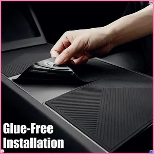 [ Glue-Free Instalation ]For Tesla Model 3 Highland 2024 2025 & Model Y Juniper 2025 Accessories Center Control Panel Silicone Protective Pad, Non-Slip and Wear-Resistant, Protects the Center Control Panel and Increases Aesthetics Car Interior Kit Decal F