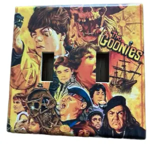 Custom Designed Double Light Switch Cover, Featuring Goonies, UV Printed
