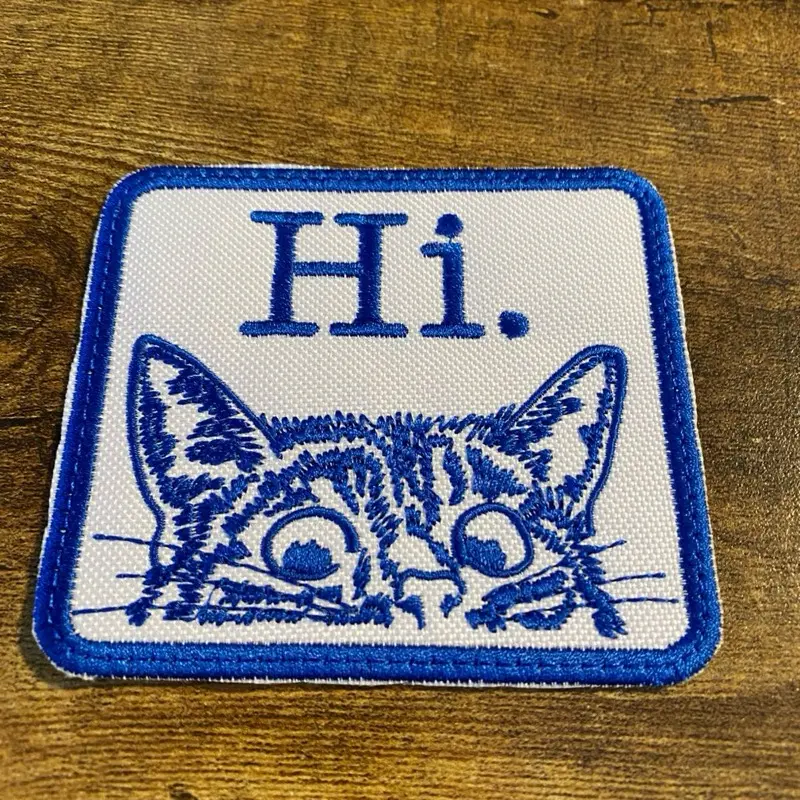 Kitty Says Hi Embroidered Patch, Iron On/Sew On/Hook Backing, Patches For Jeans, Jackets, Vests, Bags, Cat Lover Gift, Funny Cat Patch