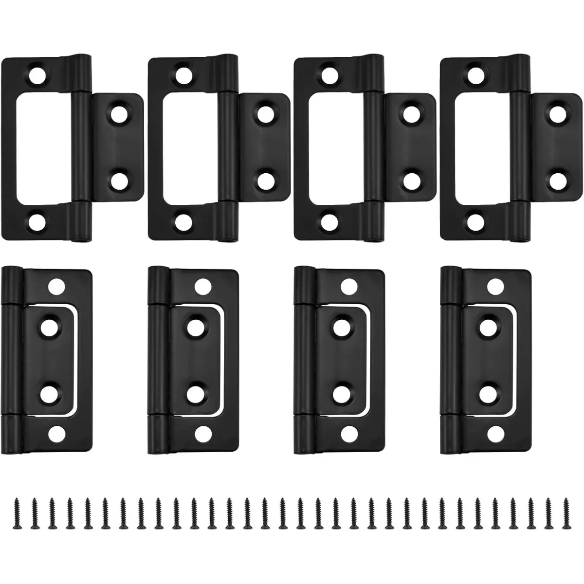 8 Pcs Non-Mortise Door Hinges, 2 x 0.9 Inch Bifold Butt Cabinet Hinges, Smooth Sliding Bearing Hinge with Screws For Windows, Furniture, Kitchen Cabinets etc (Black)
