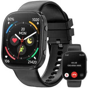 Multifunctional unisex smartwatch with voice assistant and message notifications, featuring a 1.88-inch fitness tracker, heart rate and sleep monitoring, multiple workout modes, IP68 water resistance, and compatibility with Android and iOS