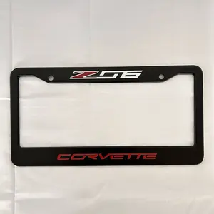 Corvette C5, C6, C7, C8, ZO6, Stainless Steel U.S. License Plate Frame, car accessories, Black