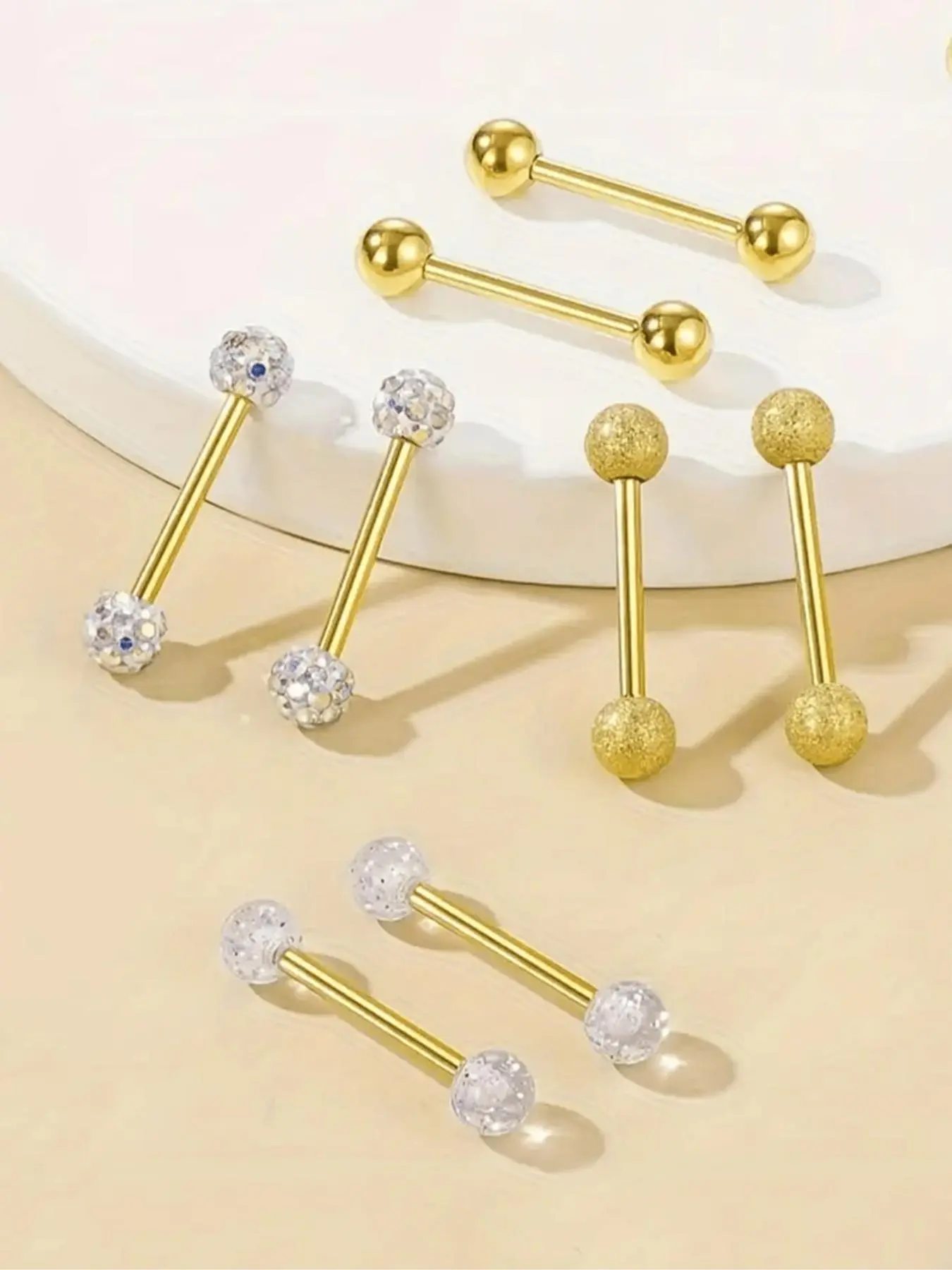 Mixed Style Nipple Ring, Cute CZ Ball-center Butterfly Snake Tongue Belly Button Body Piercing Jewelry, Stainless Steel Surgical Steel 14g Nipple Ring for Women