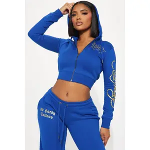 Tiger Lotus Ed Hardy Zip Front Hoodie - CobaltBlue K