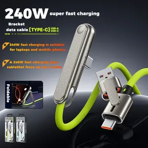 Foldable Phone Stand Fast Charging Cable, Durable Simple Design, Ultra-Fast Charge 4.5mm Thick Anti-Tangle Smooth Wire