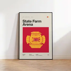 Atlanta Hawks Poster, State Farm Arena Stadium Print, Sports Bedroom Art, Minimalist Office Wall Art Decor Decoration Photo Gift