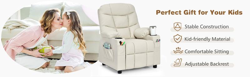 COSTWAY Kids Recliner Chair with Cup Holder, Adjustable Lounge Chair w/Footrest & Side Pockets for Children Boys Girls Room, Ergonomic Toddler Furniture Sofa, Kids Recliner,Christmas Festival Gift Black Friday Cyber Monday COSTWAY Kids Recliner Chair with Cup Holder, Adjustable Lounge Chair w/Footrest & Side Pockets for Children Boys Girls Room, Ergonomic Toddler Furniture Sofa, Kids Recliner,Christmas Festival Gift Black Friday Cyber Monday