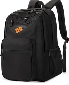 ZORFIN 26L Black Backpack for School, College, and Travel: Water Resistant Bookbag with 8 Compartments ZORFIN