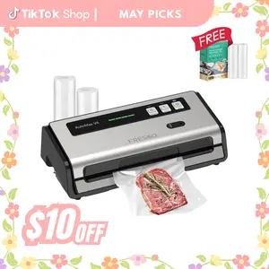 FRESKO AutoMax V6 Automatic Vacuum Sealer Machine, Double Heat Seal Food Saver with Built-in Cutter & Bag Storage, Includes Bags & Rolls