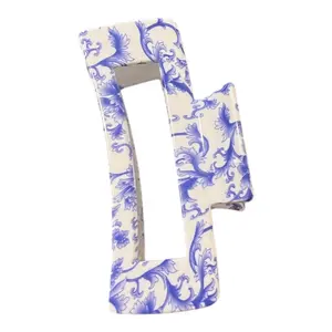 Blue Chinoi Large Hair Clip for Thick Hair - Secure & Stylish Blue and White Chinoi Pattern Hair Accessory