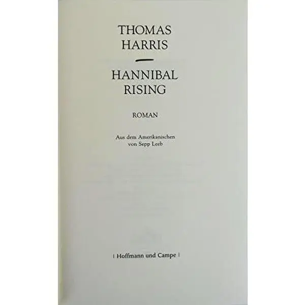 USED Book - Hannibal Rising by Thomas Harris (Hardcover) - english