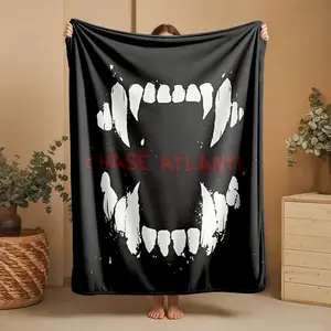 1 piece Chase Atlantic band dark style album cover themed flannel blanket - Oversized fluffy flannel sofa blanket, suitable for beds and sofas, modern design, all-season use, digitally printed pattern, 100% polyester material, machine washable