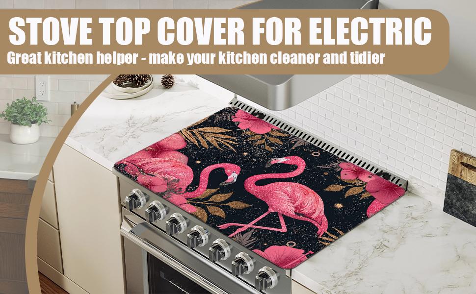 JOYFINITY Watercolor Rooster Stove Top Covers for Electric Stove, Floral Electric Gas Stove Pad Heat Resistant Range Cooktop Protector for Home Decor Kitchen