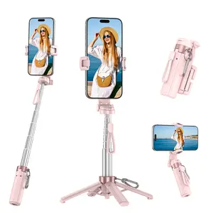 Mini Pocket 4-in-1 multi-functional selfie stick - 360° rotation, fashionable and portable, wireless Bluetooth control, suitable for selfie/video recording/video recording phone stand, compatible with most phone models, upgraded version extends up to 65cm
