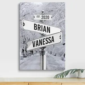 Personalized Canvas Gifts For Couples Custom Vintage Street Sign Name And Date Canvas Poster Print Christmas Gifts Valentines Day Wedding Gift Gift Wrapping Available
