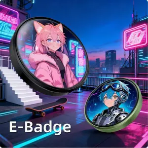 Digital displayed Pixel Badge pin, 1.85 Inch HD Display Anime toy Pin Badge,  Supports Dynamic Video Images, 400mAh Battery Long Lasting, Full Touch Screen,Original sound playback, Support lights,BT transmission,Cosplay Concert Gift for Anime Fans