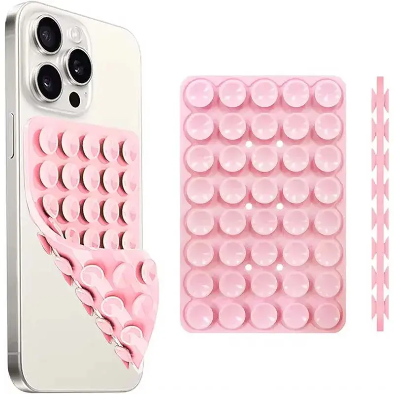 Silicone Double-Sided Suction Cup Phone Case Mount, Strong-Grip Hands-Free Holder for Selfies, Videos - Compatible with iPhone, Android Devices
